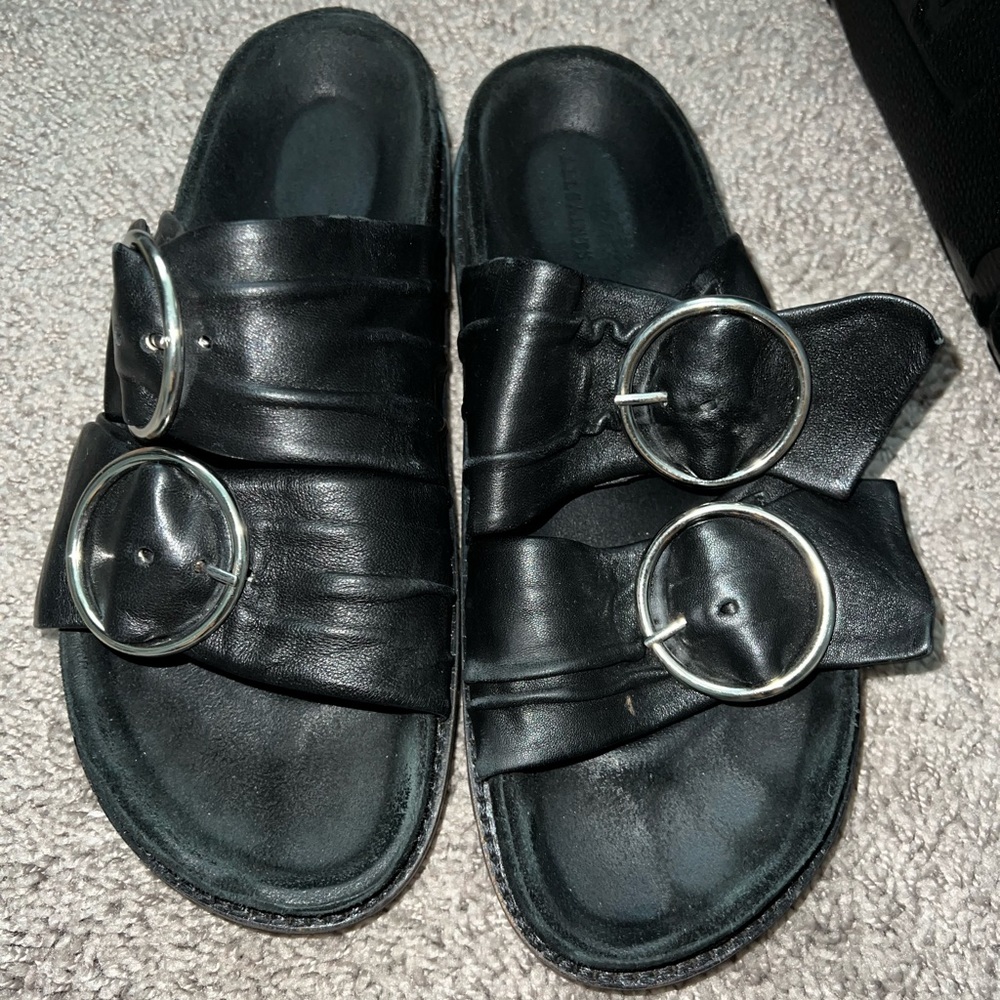 Leather Sandel slides- ALL SAINTS- great condition (silver hardware)